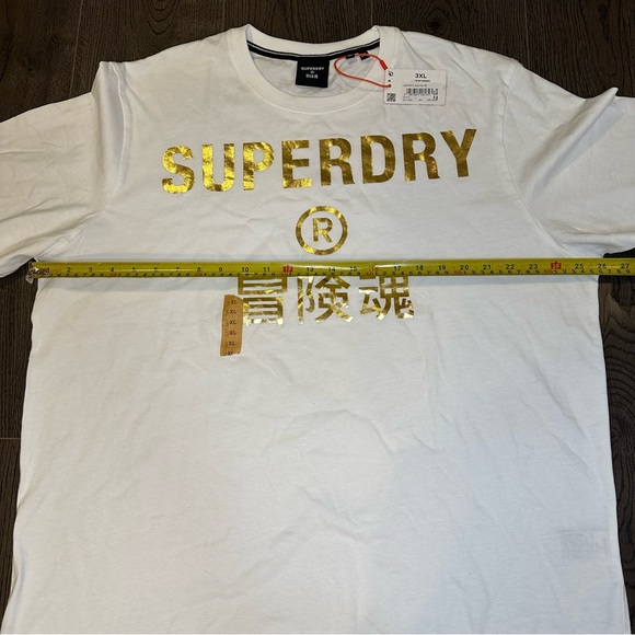 NTW Superdry Men’s White Corporate Logo Gold Foil T-Shirt Size 3XL M1011253A - Picture 10 of 11